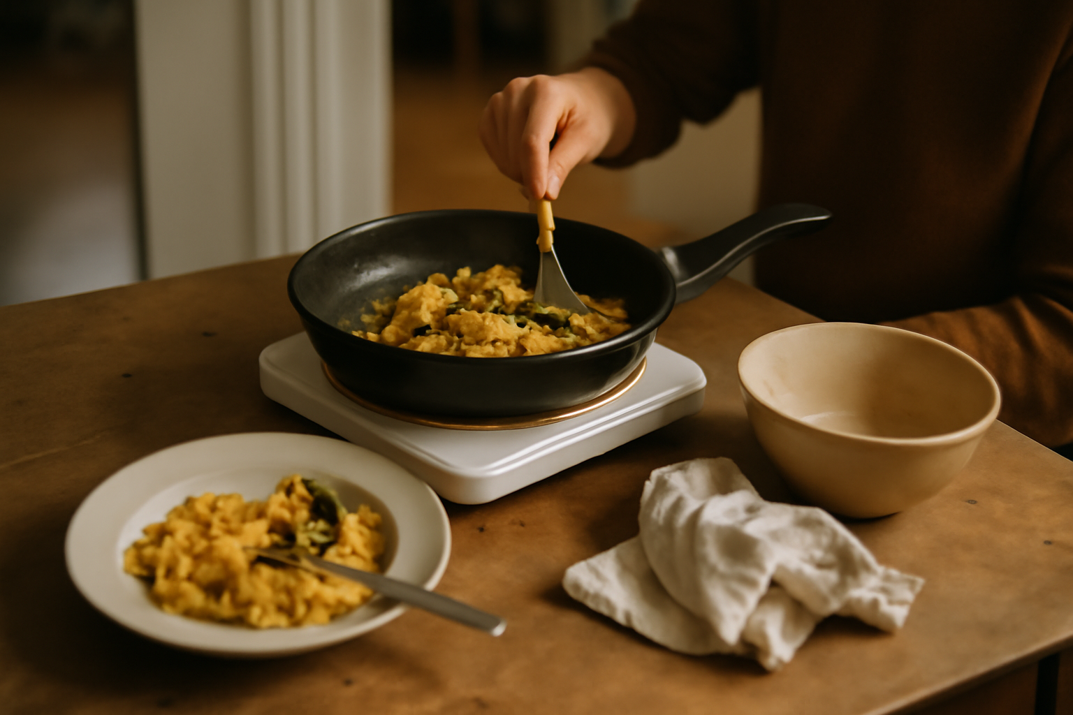 Photograph illustrating Cooking on a Single Hob
