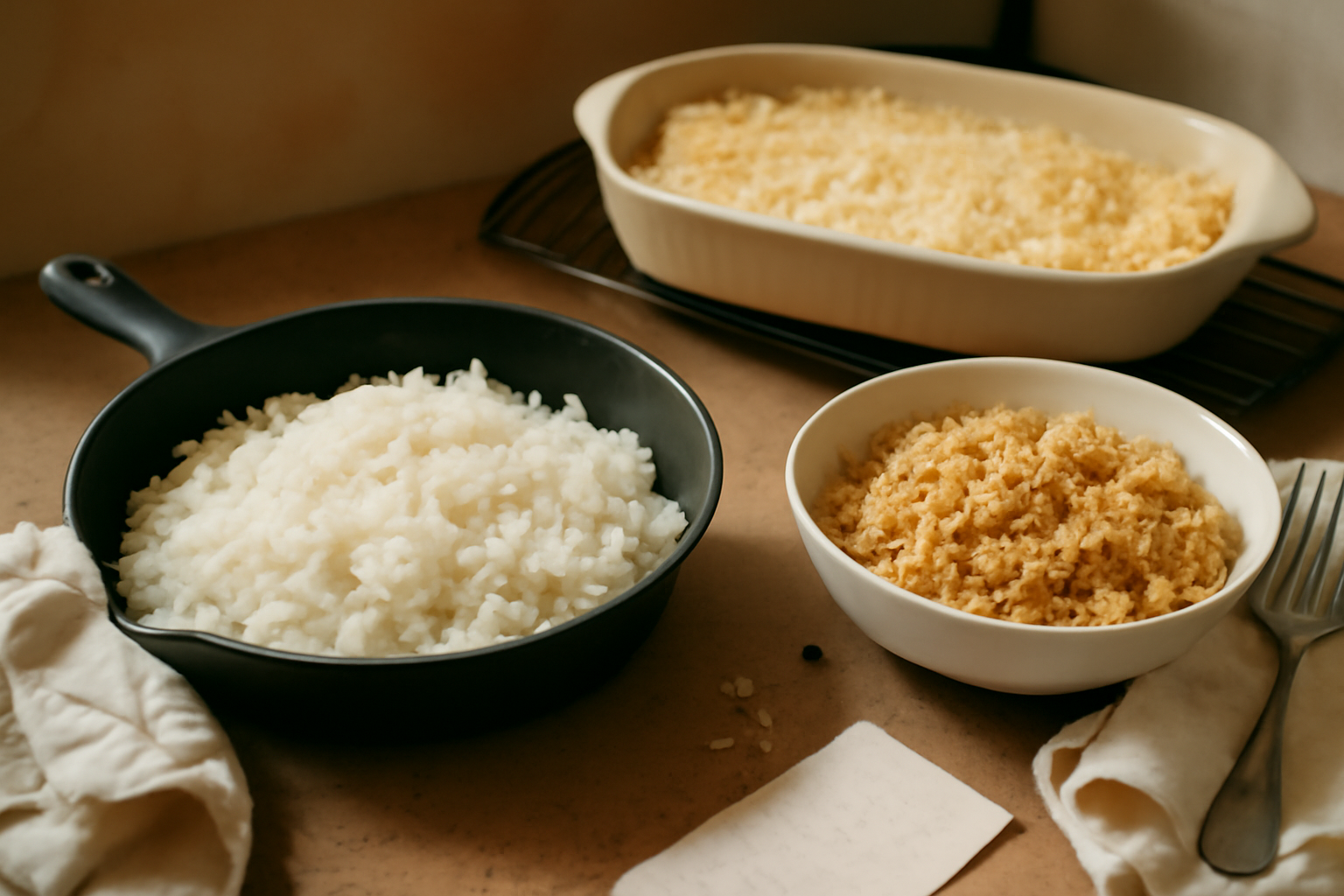 Photograph illustrating Cooking rice, properly, three ways