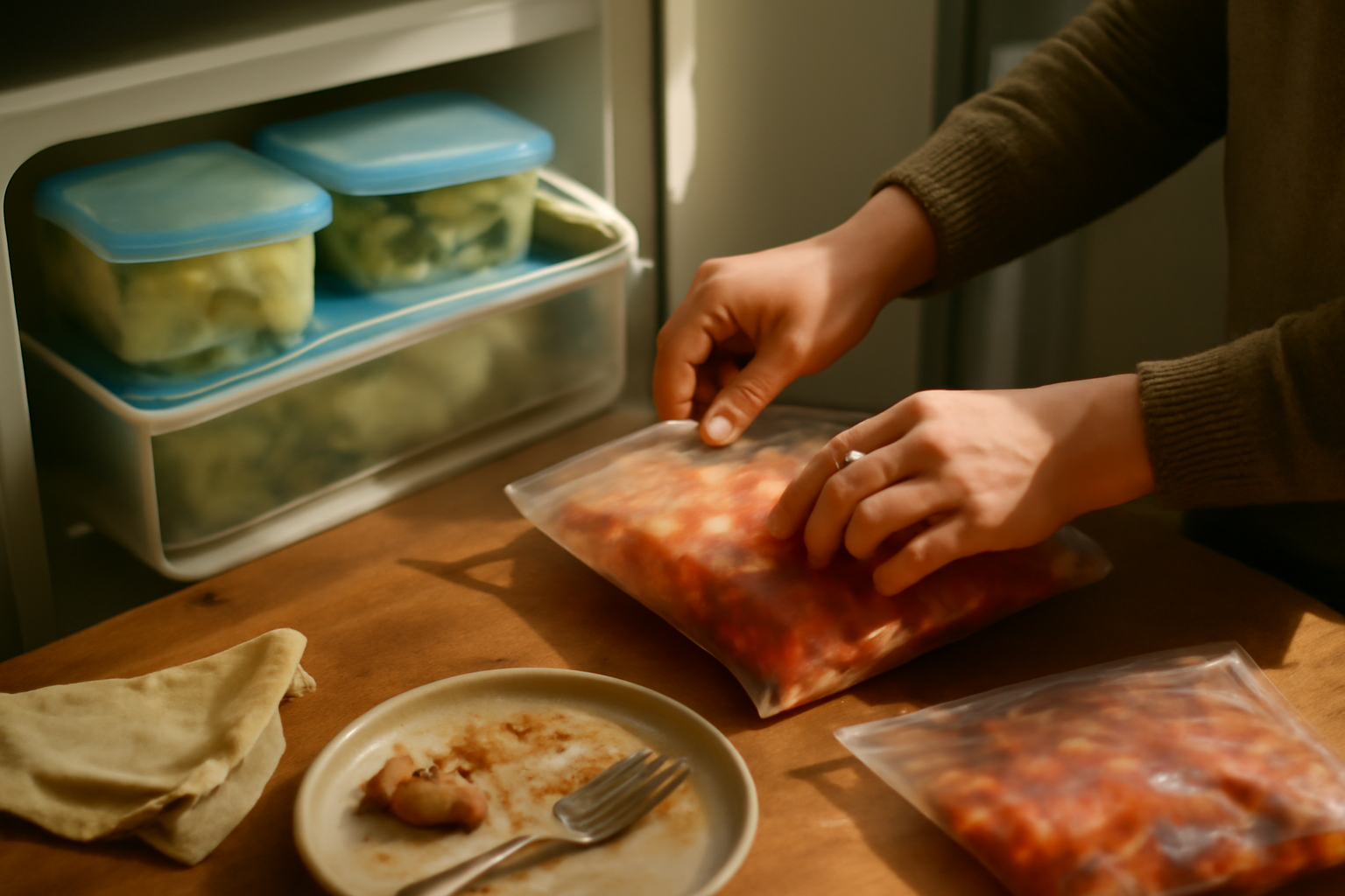 Photograph illustrating Freezing food so it is still good later