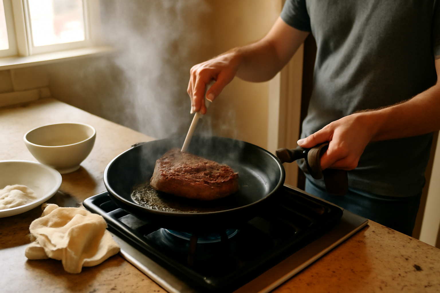 Photograph illustrating Getting a real sear without setting off the smoke alarm
