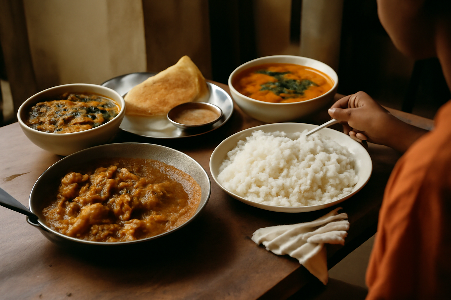 Photograph illustrating Indian regional cooking: north, south, coast and inland