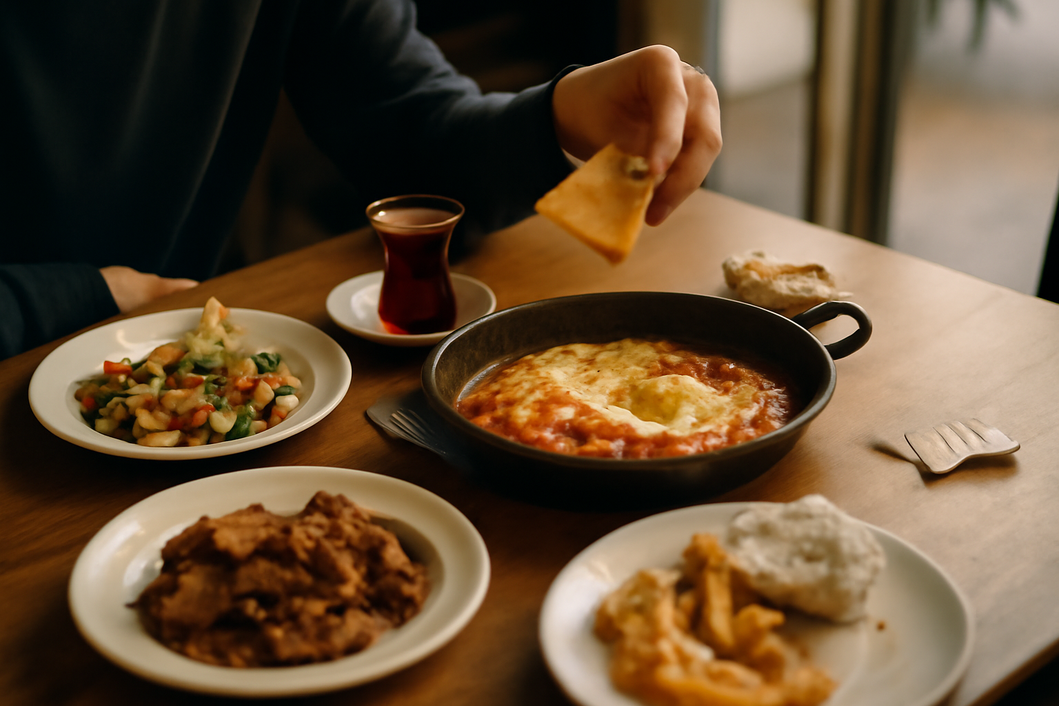 Photograph illustrating Turkish food between two continents