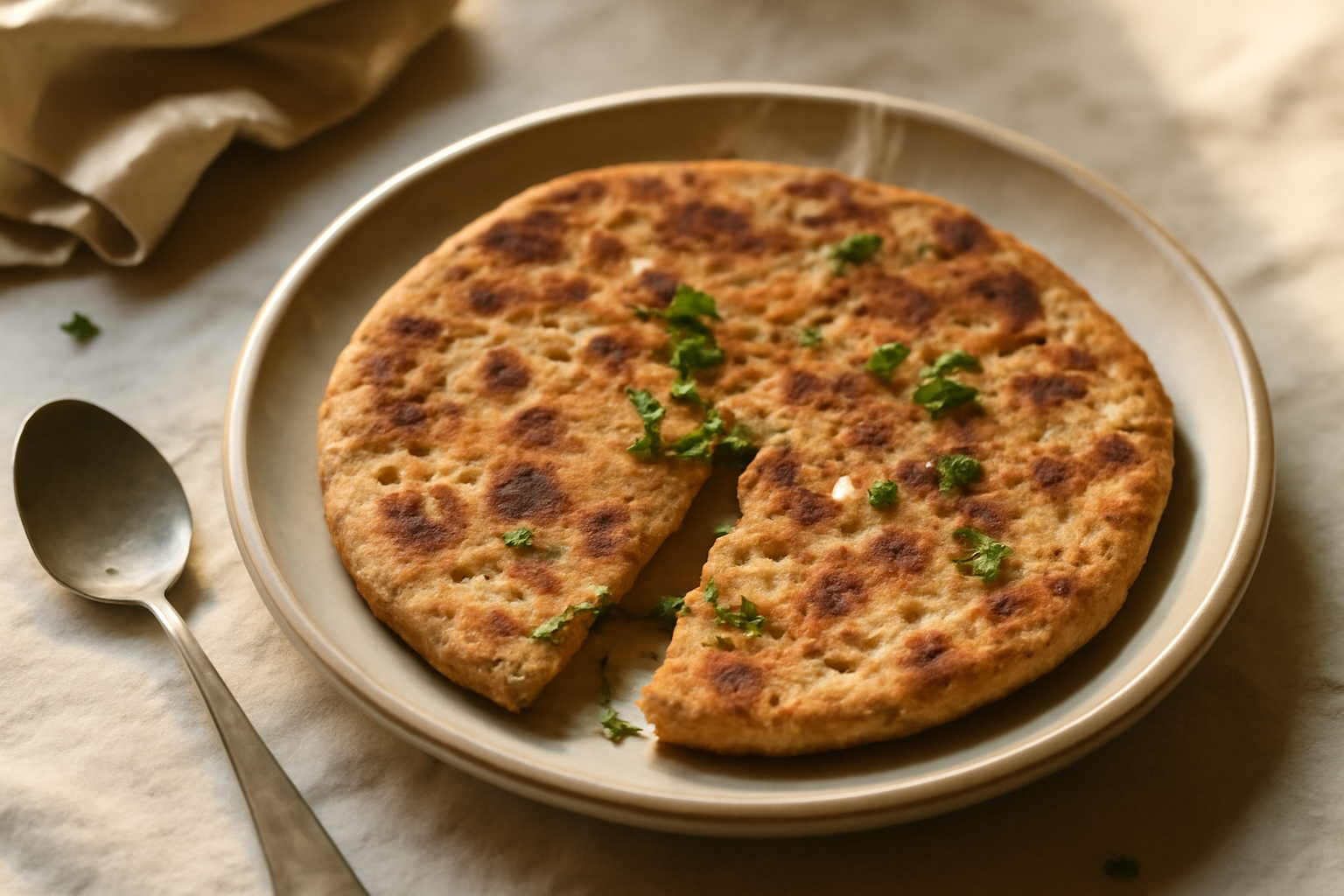 Aloo Paratha, served