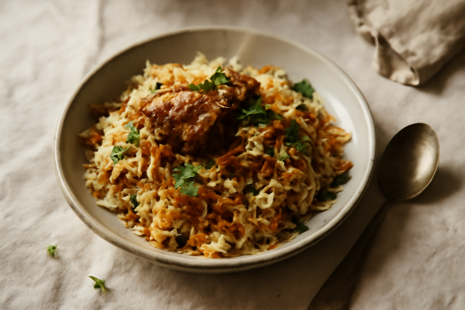 Awadhi Dum Lamb Biryani, served