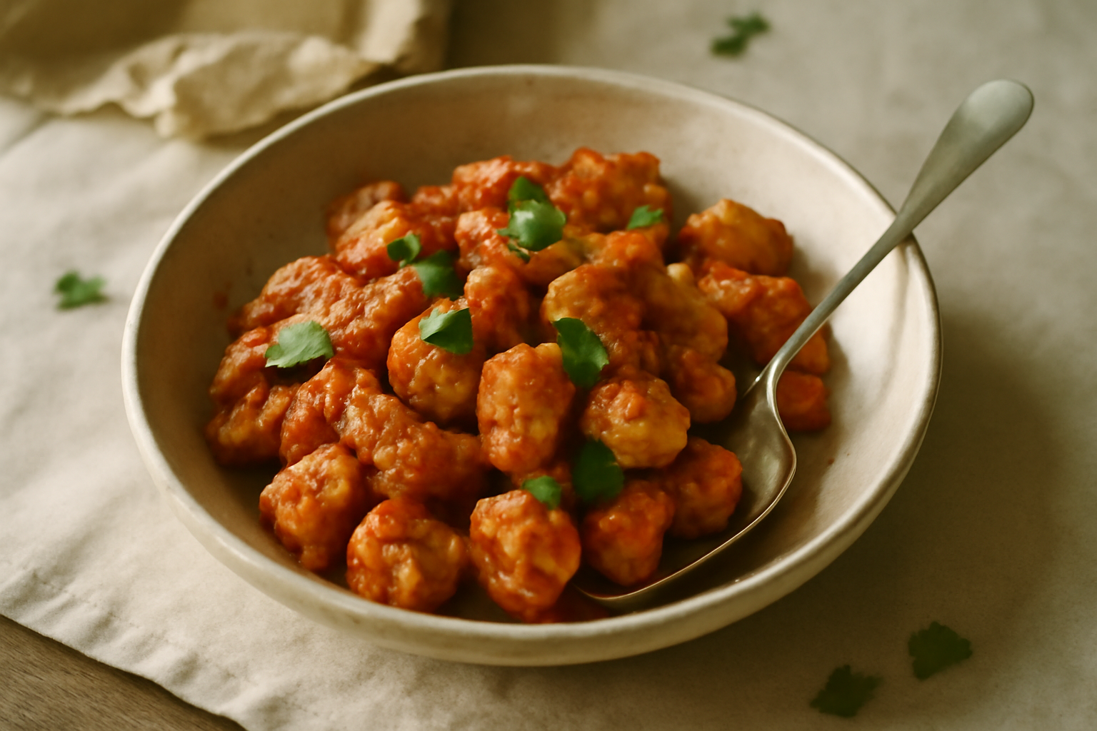 Ayam dan Tempe Balado, served