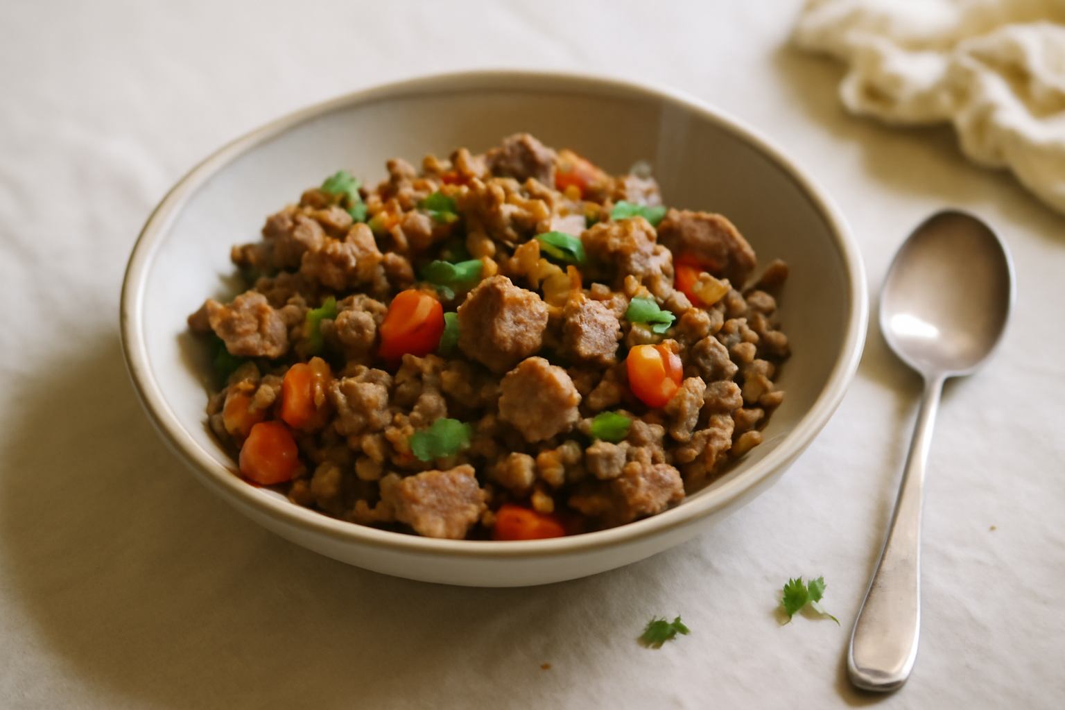 Beef & Lentil Suqaar, served