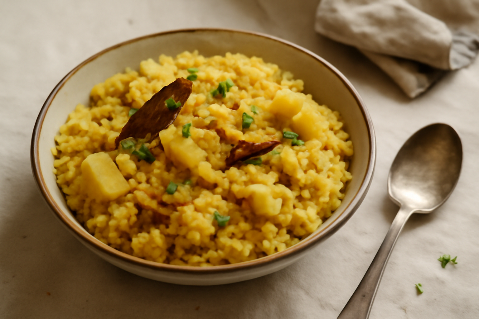 Bengali Moong Dal Khichuri, served