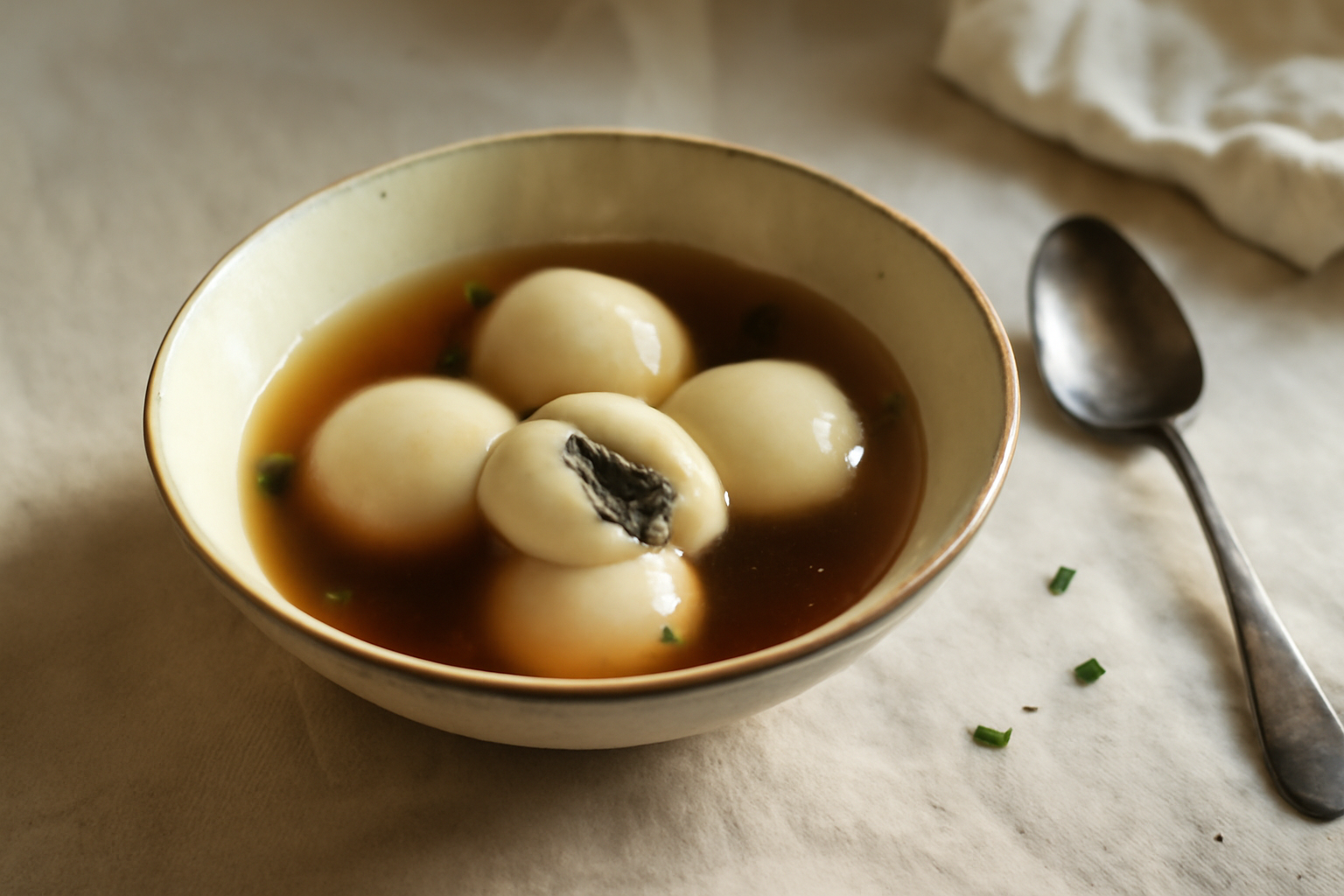 Black Sesame Tangyuan, served