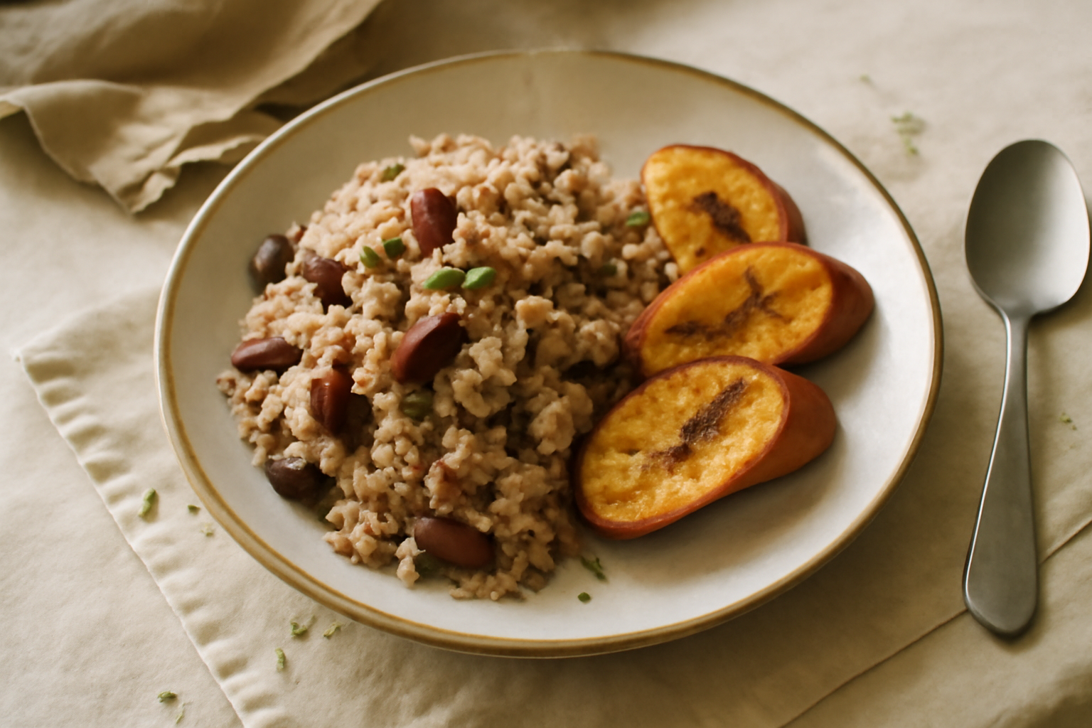 Budget Jamaican Rice and Peas, served