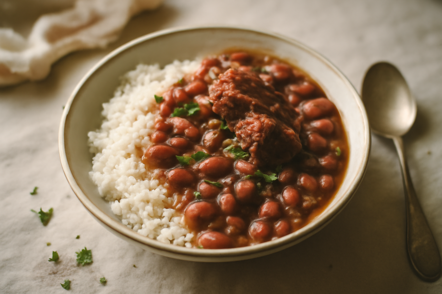 Cheap Cajun Red Beans & Rice, served