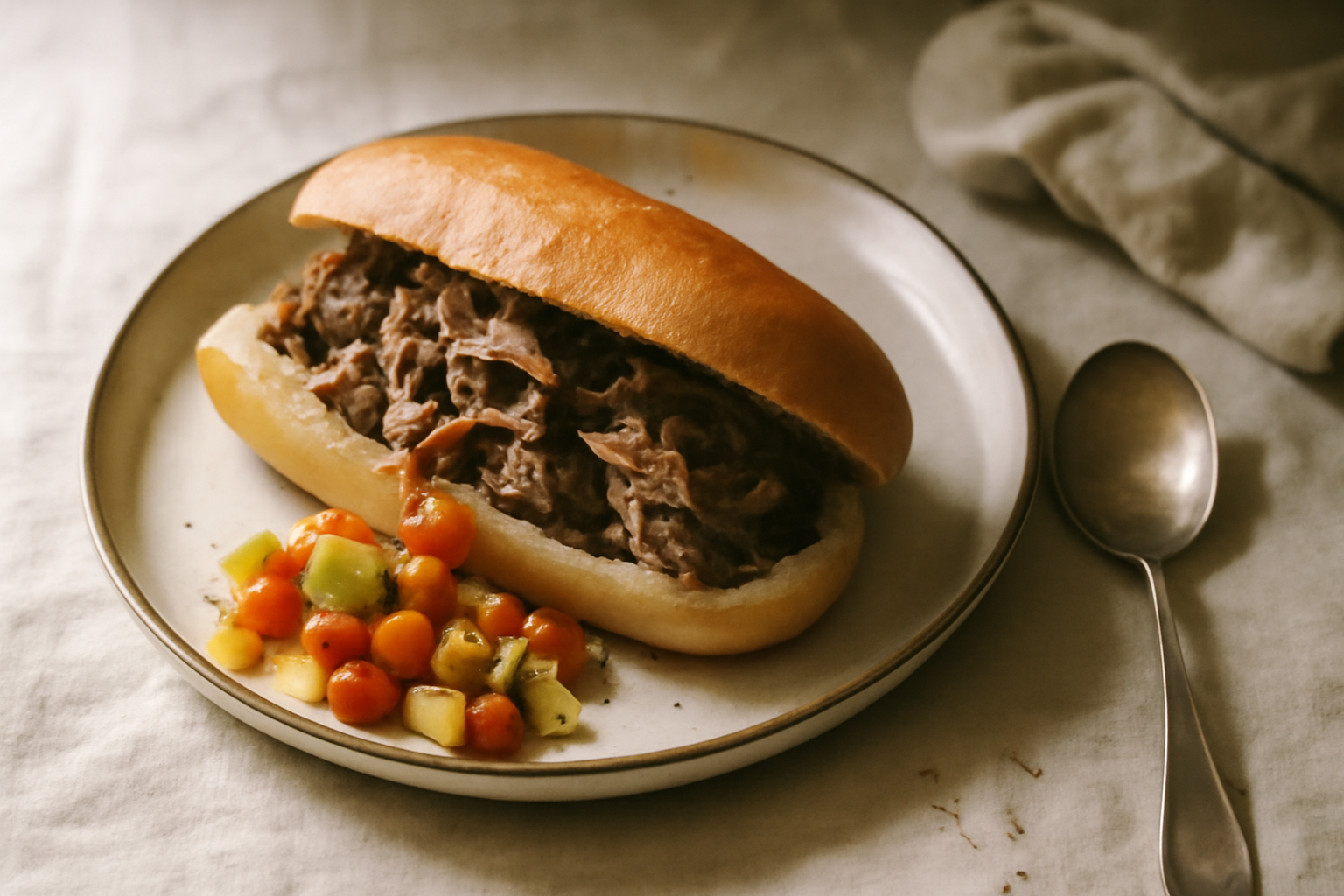 Chicago Italian Beef with Quick Giardiniera, served