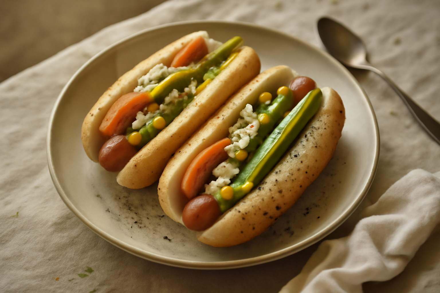 Chicago-Style Hot Dogs, served