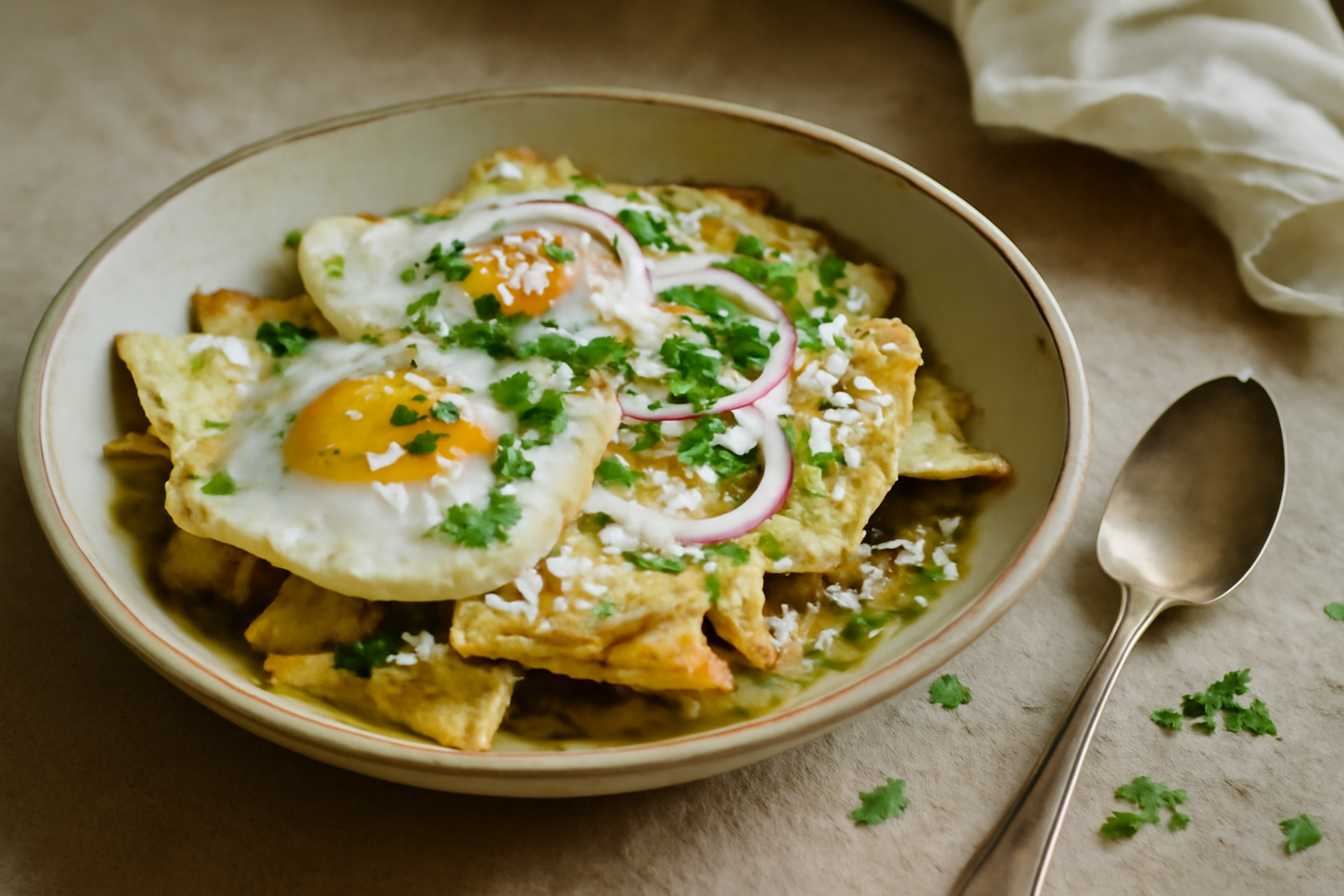 Chilaquiles Verdes, served