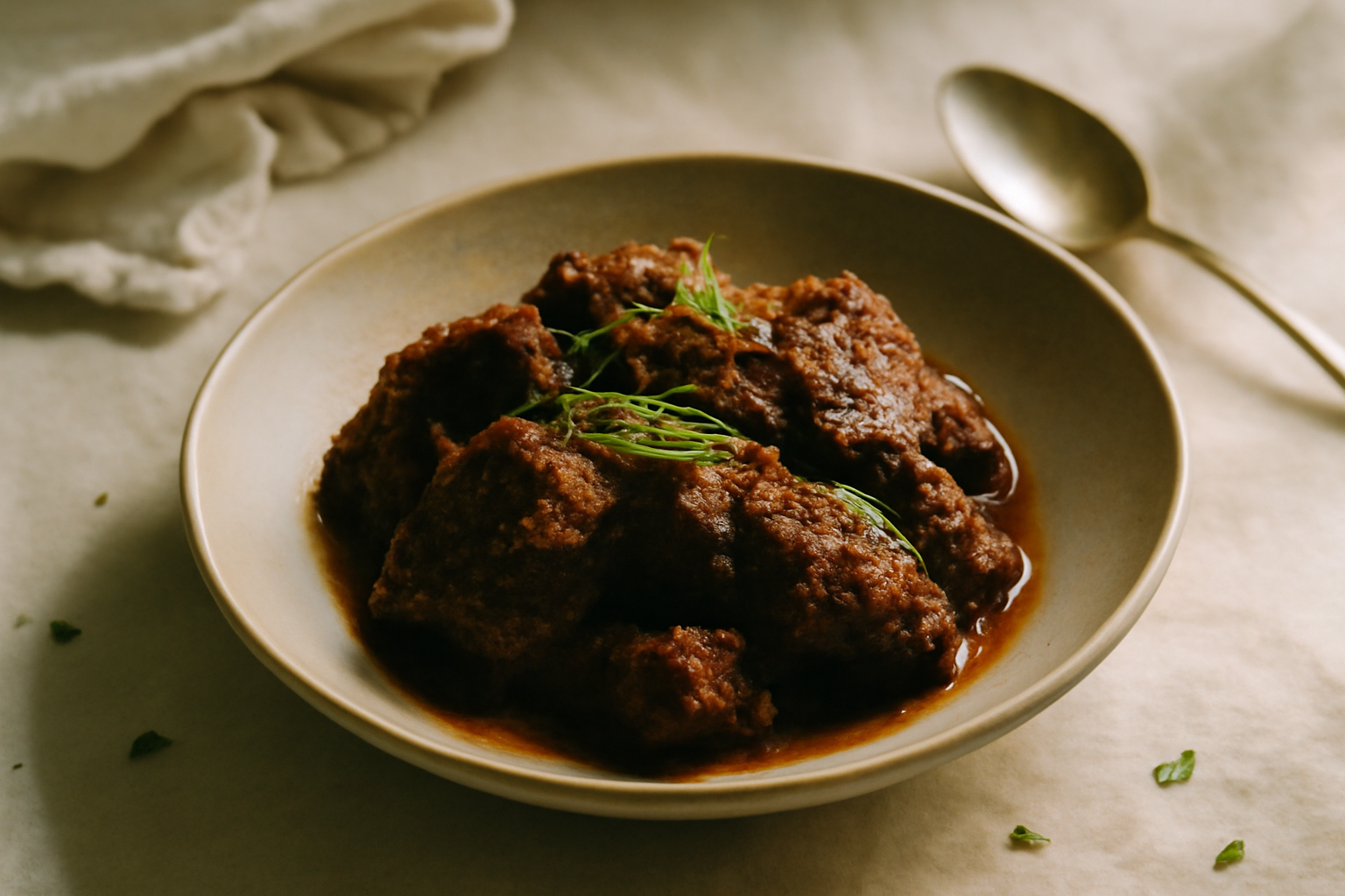 Daging Rendang, served