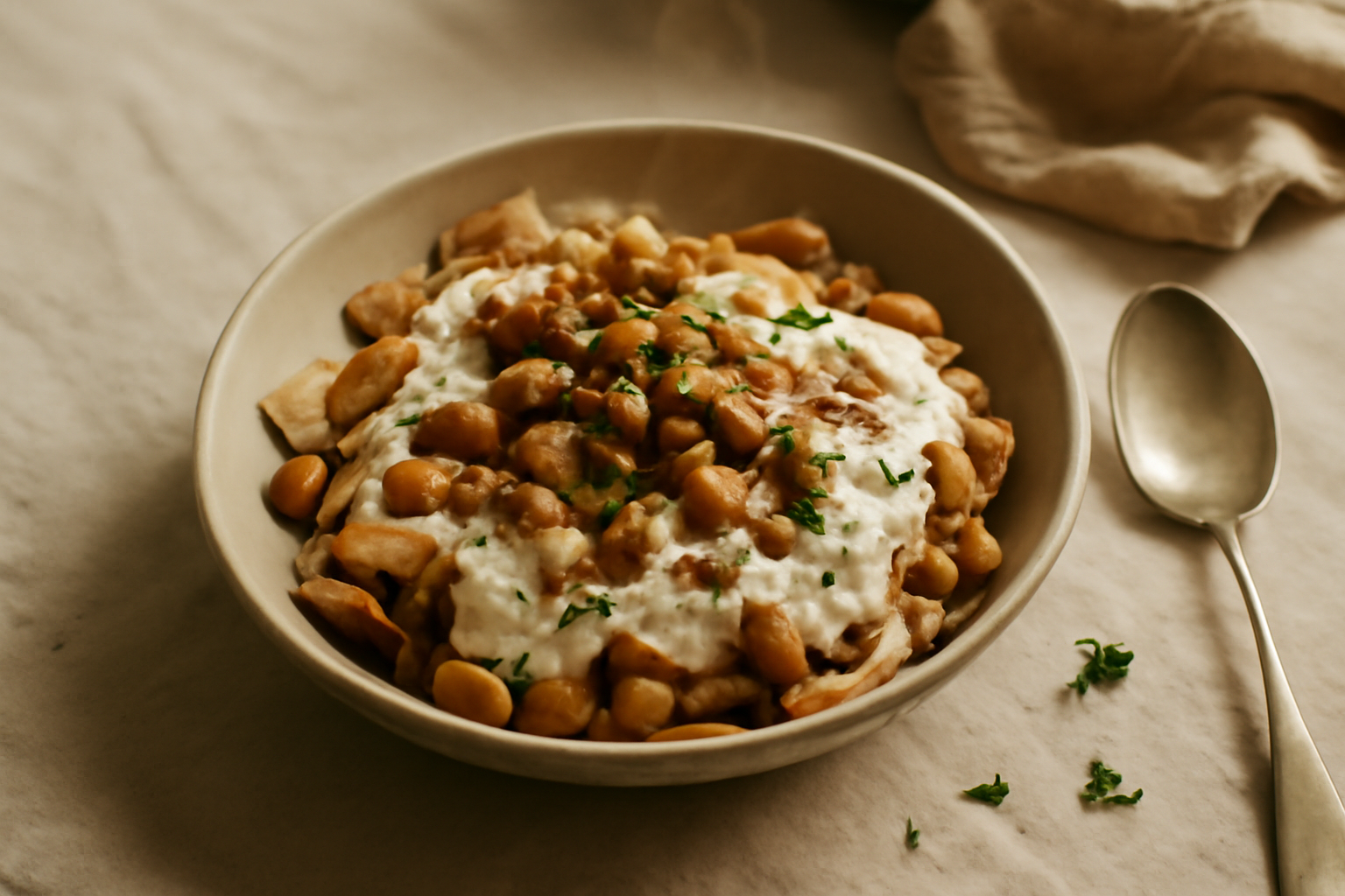Fattet Hummus, served