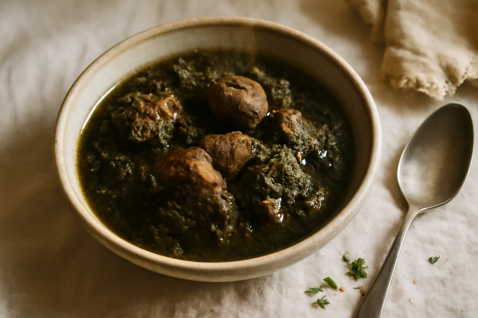 Ghormeh Sabzi, served