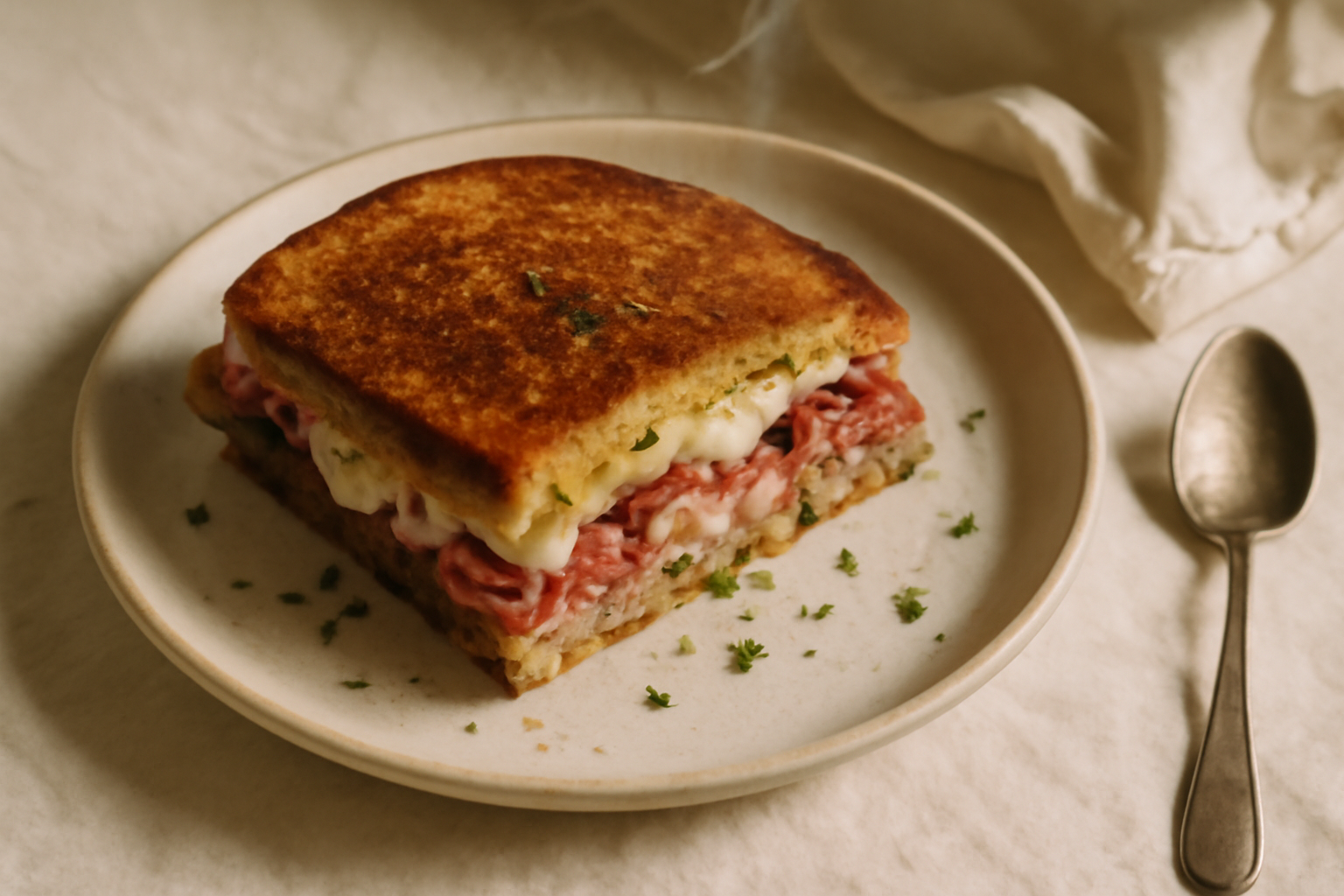 Griddled Reuben Sandwich, served