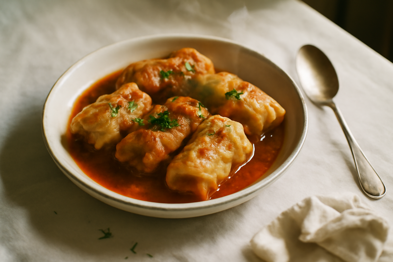 Holubtsi — Ukrainian Cabbage Rolls, served