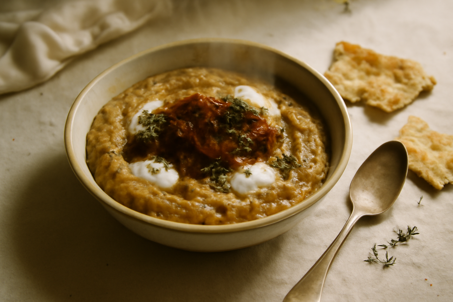 Kashk‑e Bademjan, served