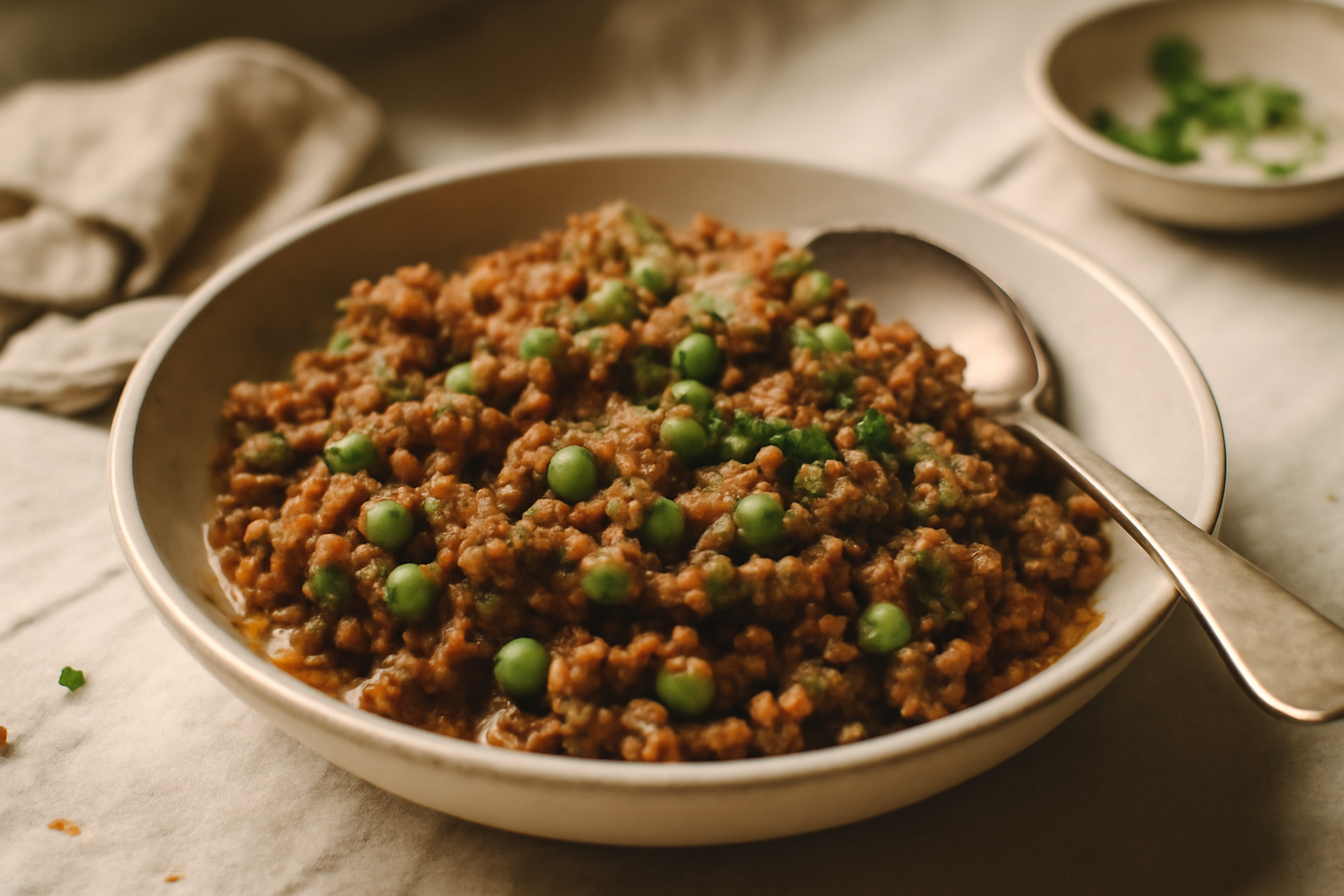 Keema Matar — Make‑Ahead, served