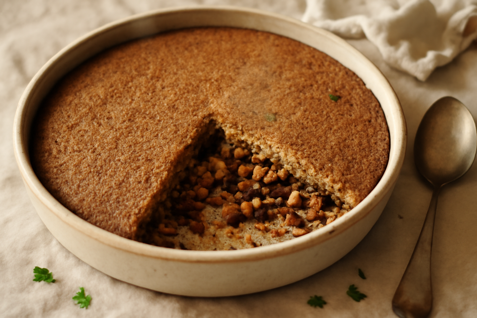 Kibbeh bil Sanieh, served