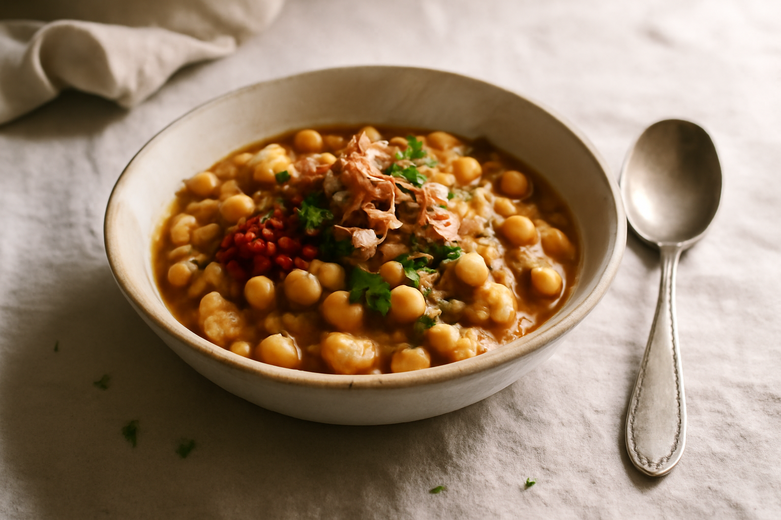 Lablabi — Tunisian Chickpea Stew, served