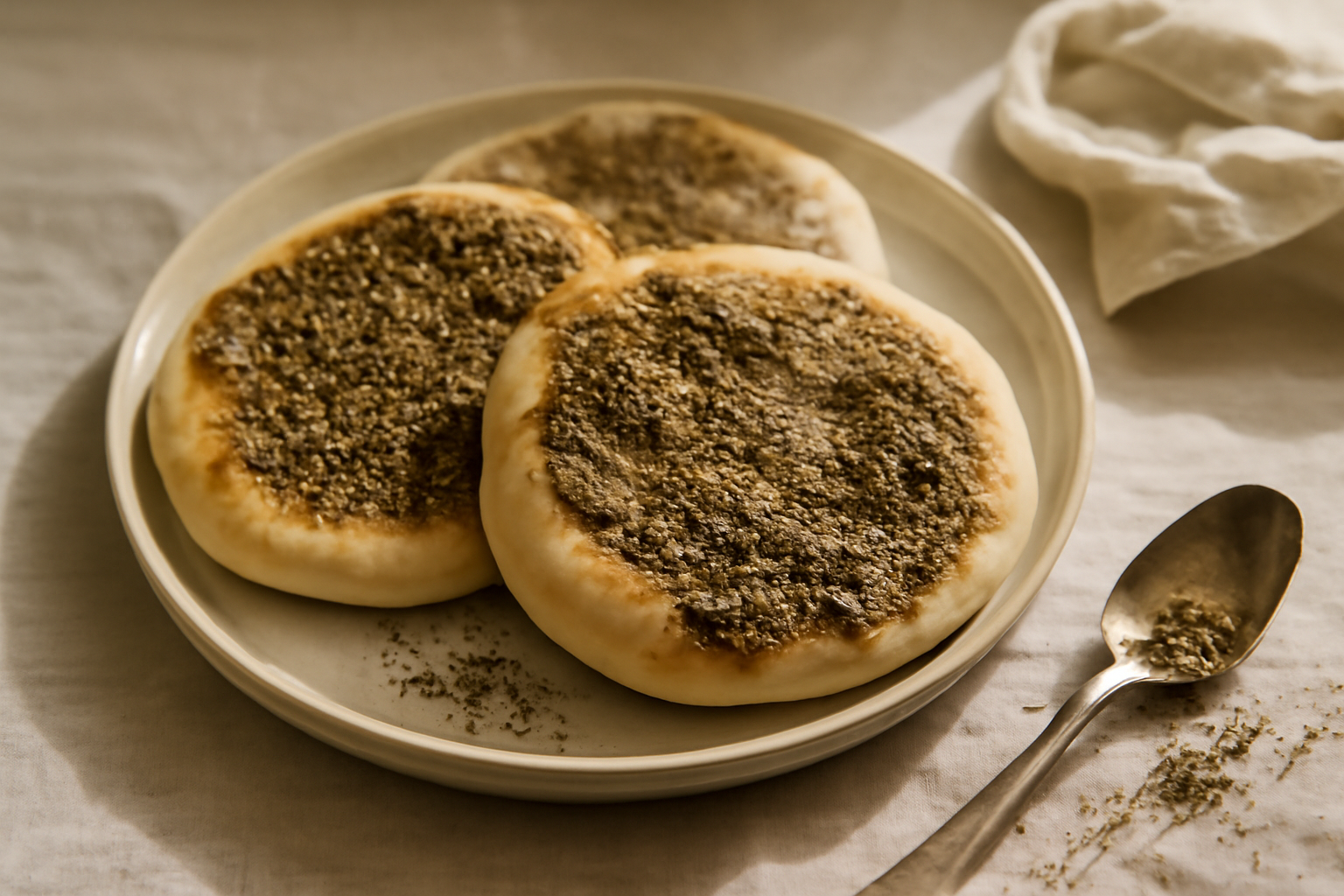 Manakish bi Za'atar, served