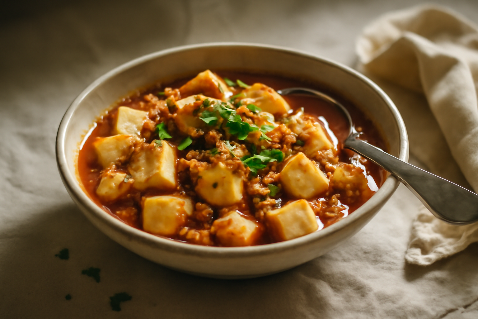 Mapo Tofu, served