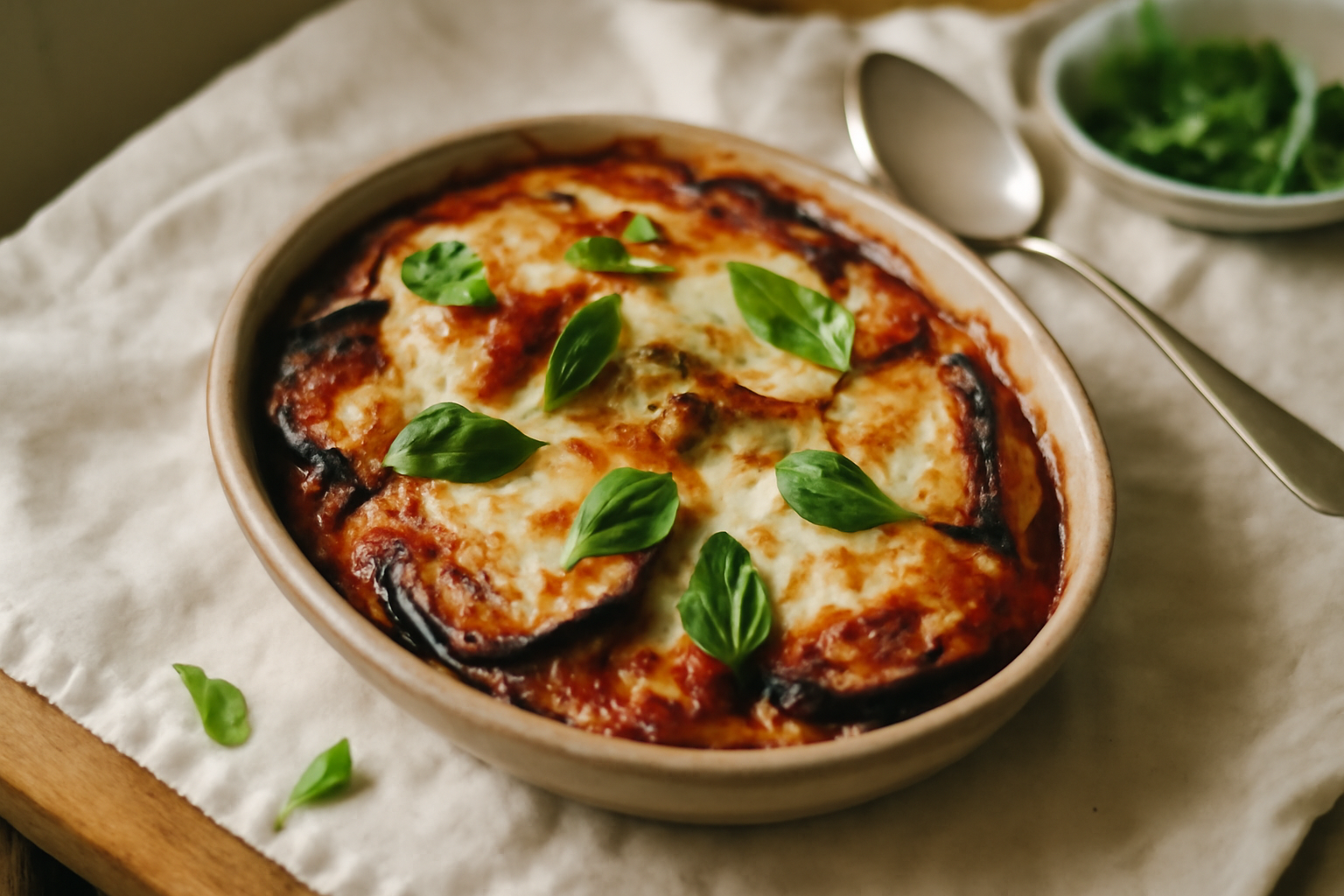 Melanzane alla Parmigiana, served