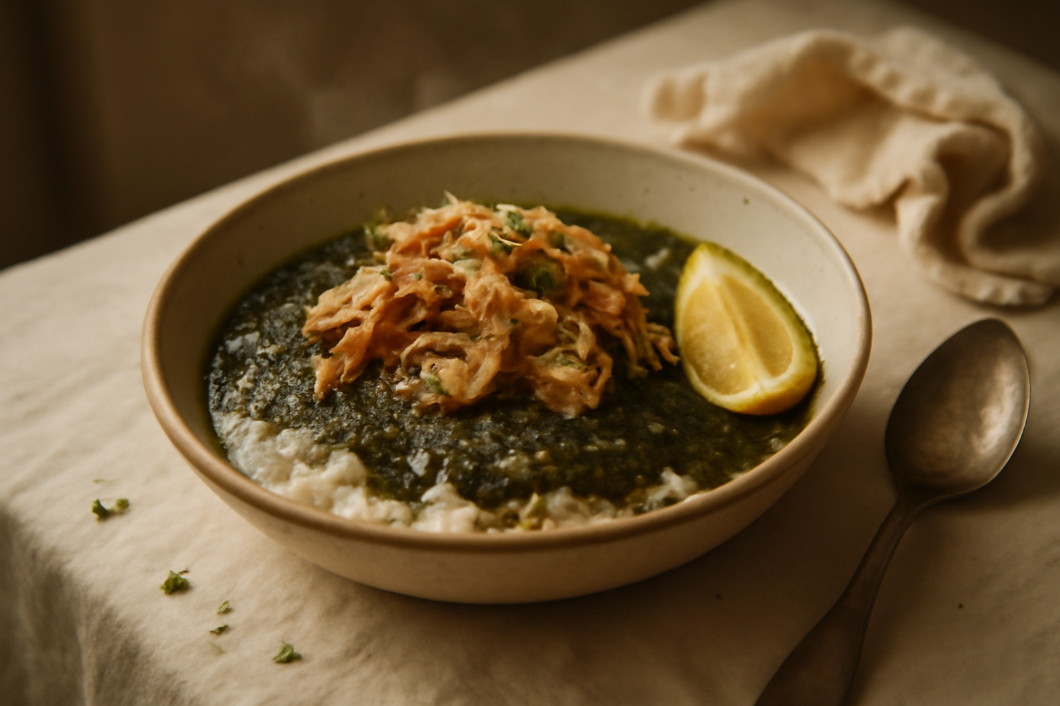 Molokhia bil Dajaj, served