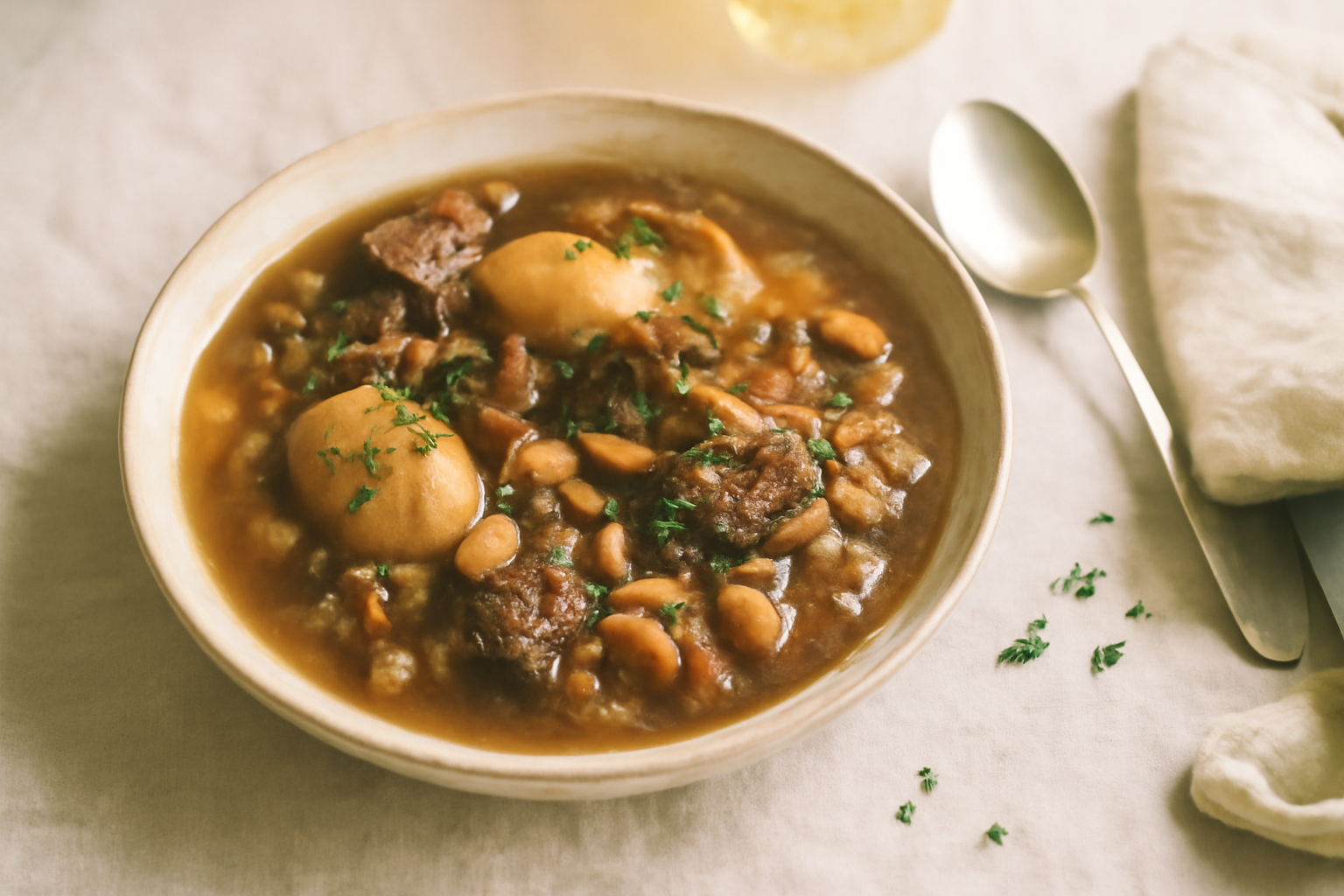 Overnight Cholent, served