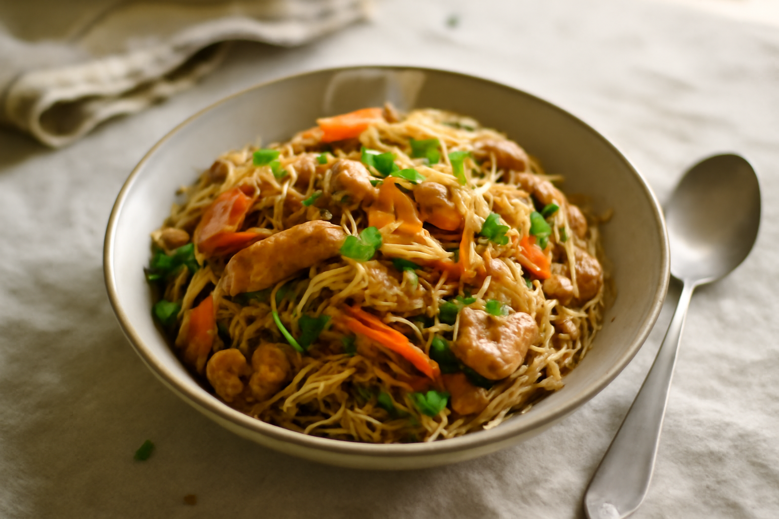 Pancit Bihon, served