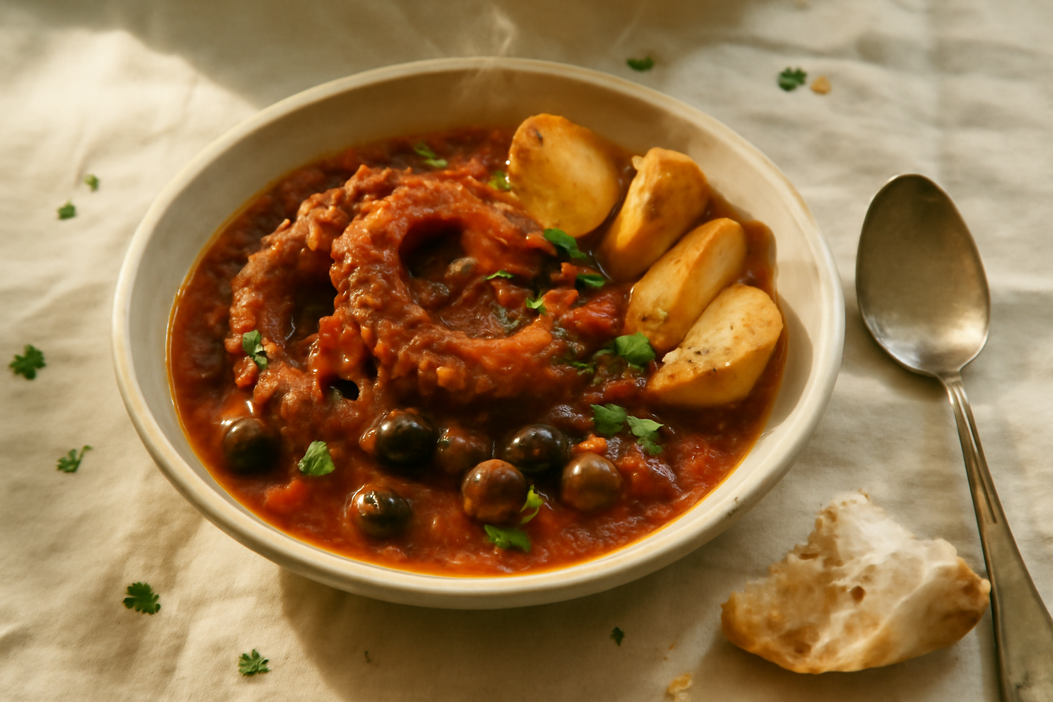 Polpo alla Luciana, served