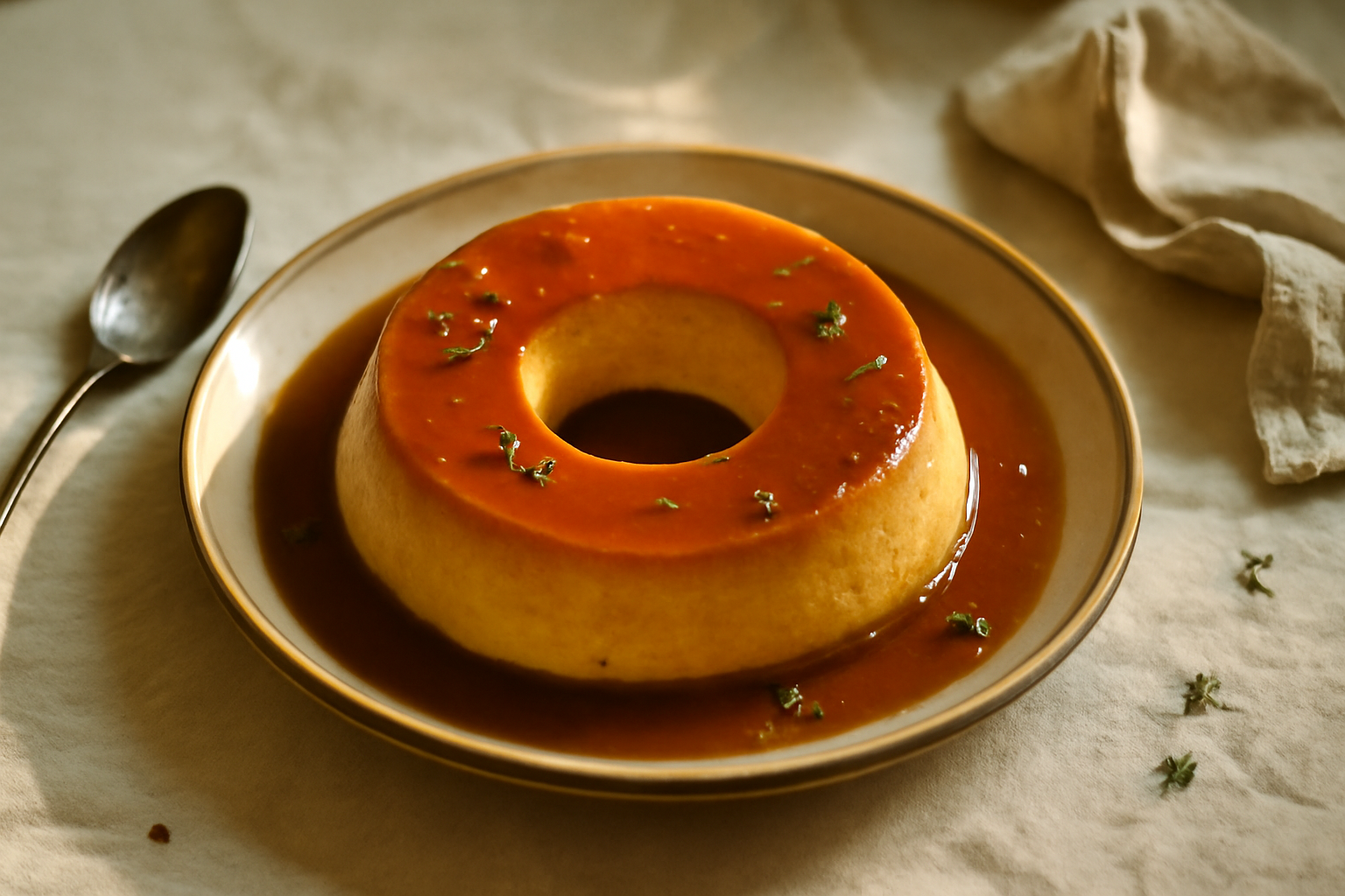 Pudim de Leite, served