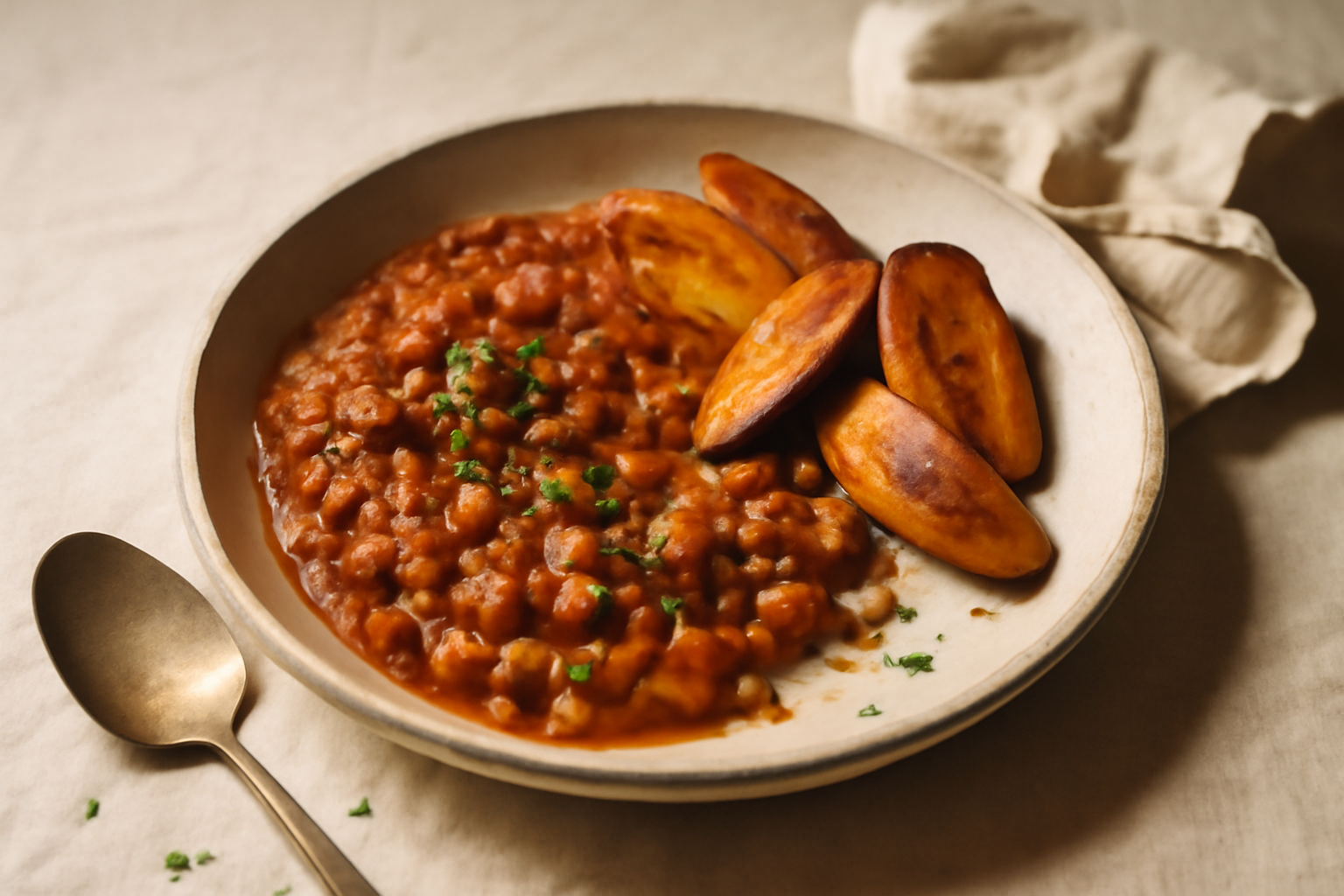 Red Red with Fried Ripe Plantain, served