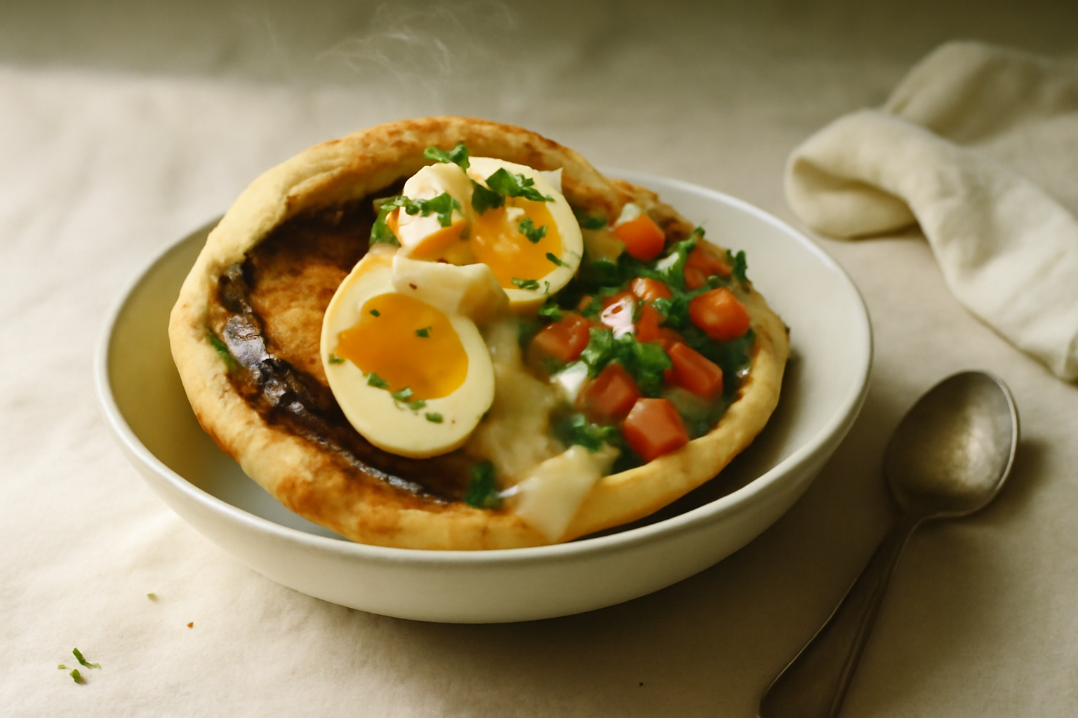 Sabich — Iraqi‑Jewish Israeli Breakfast Pita, served