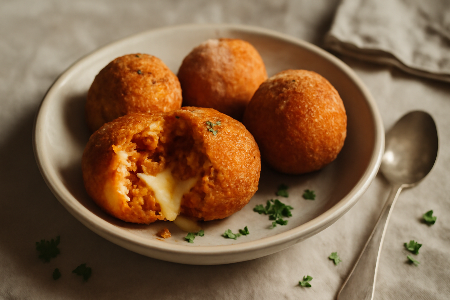 Sicilian Arancini al Ragù, served