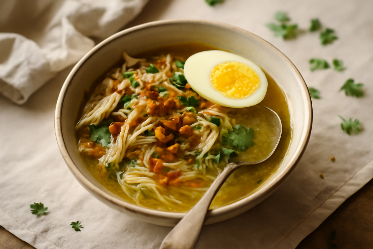Soto Ayam, served