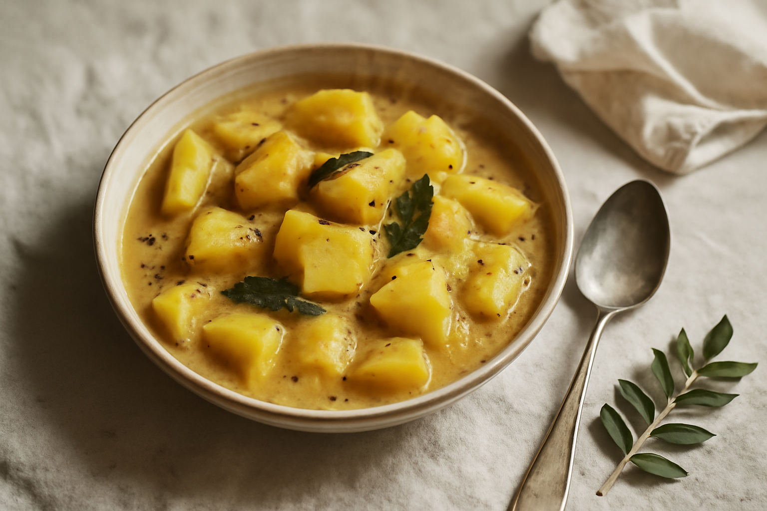 Sri Lankan Potato & Coconut Curry, served