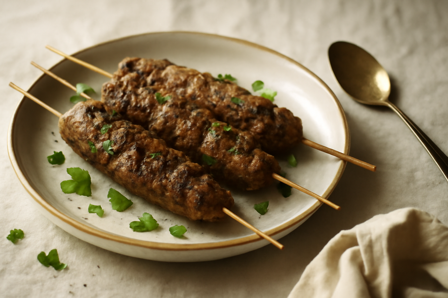 Syrian Kafta Kebab, served
