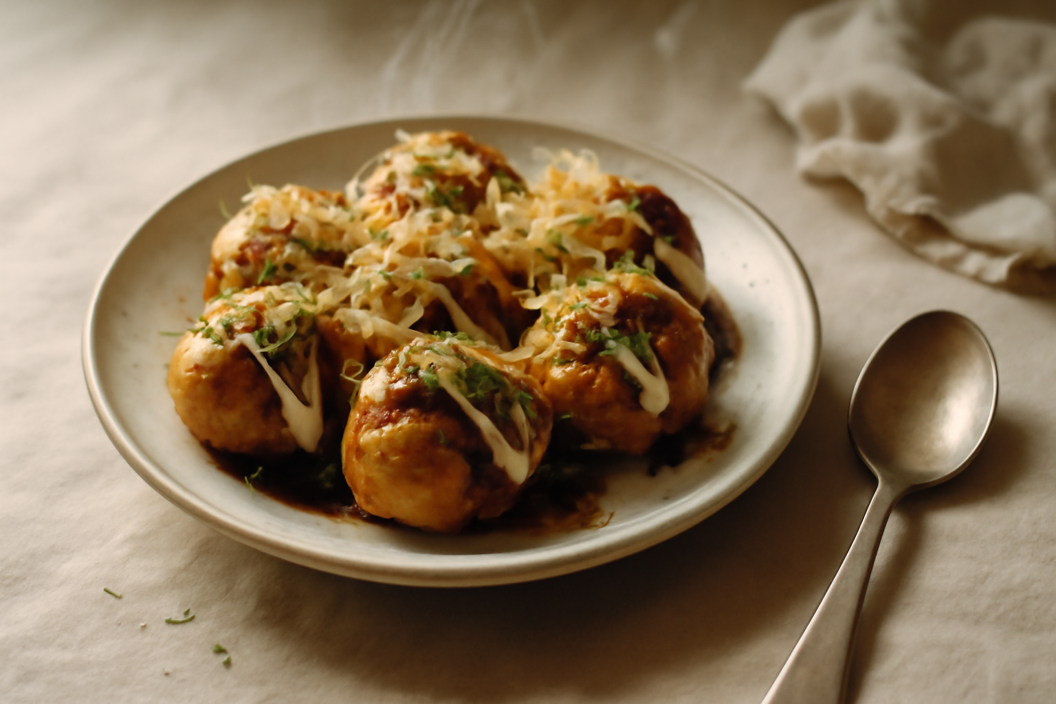 Takoyaki, served