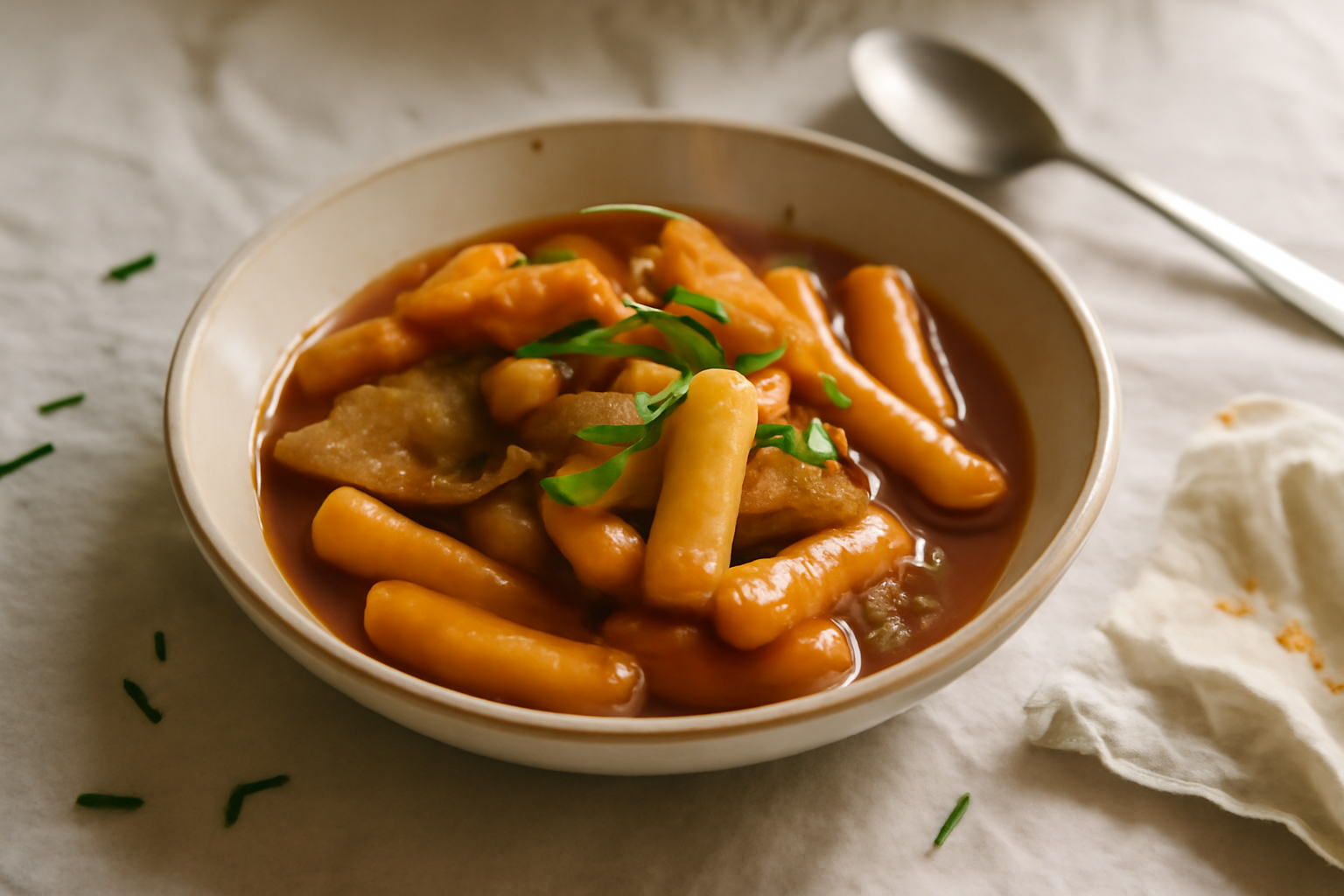Tteokbokki, served