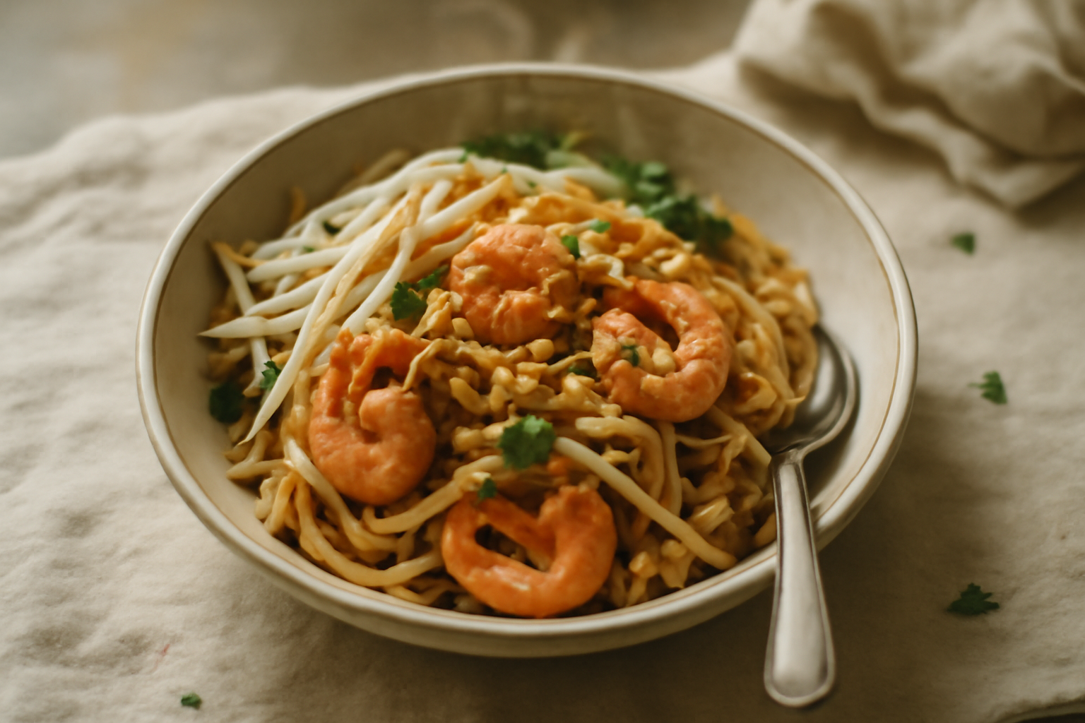 Weeknight Shrimp Pad Thai, served