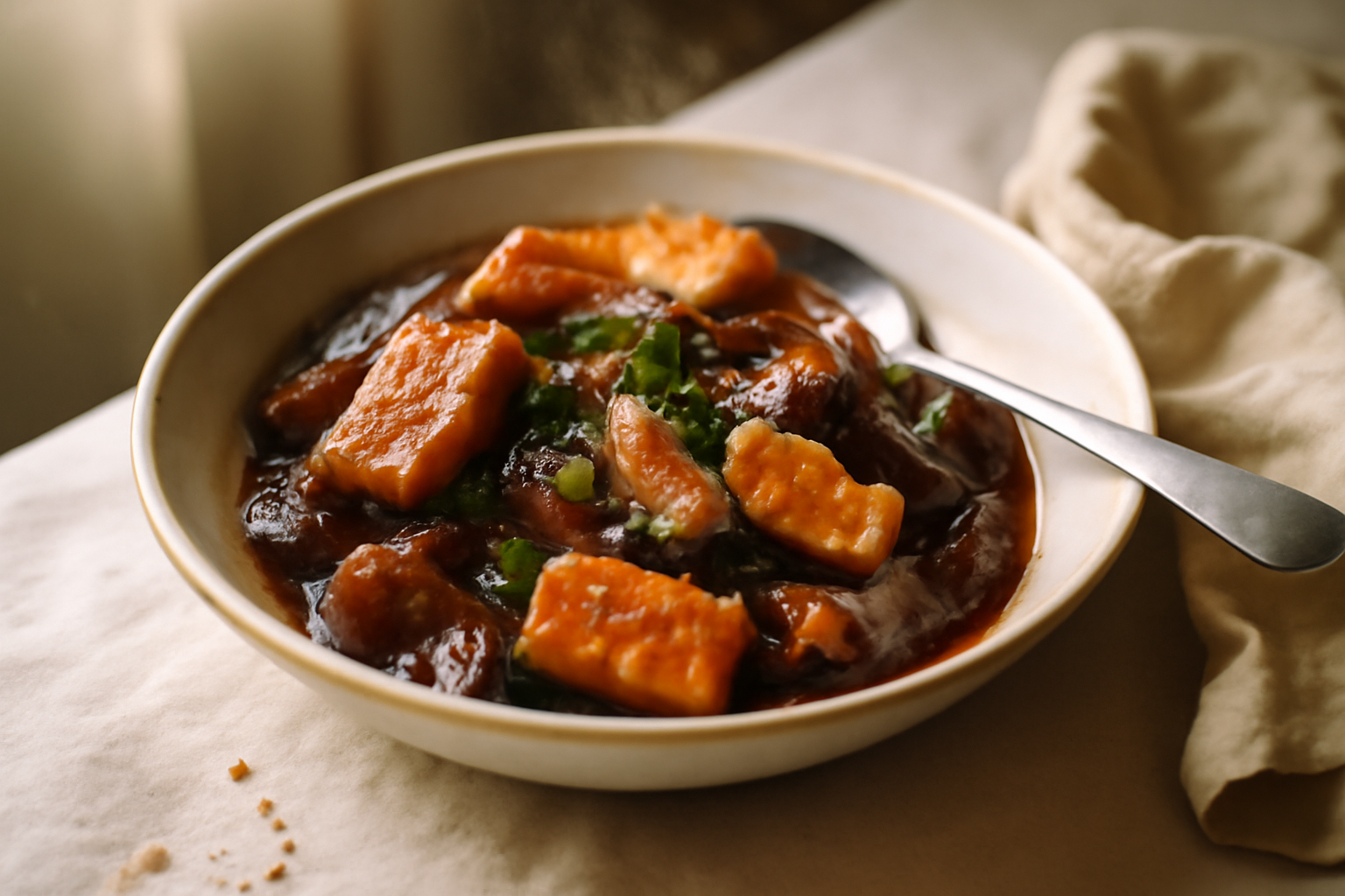 Yu Xiang Eggplant with Pan‑Fried Tofu, served