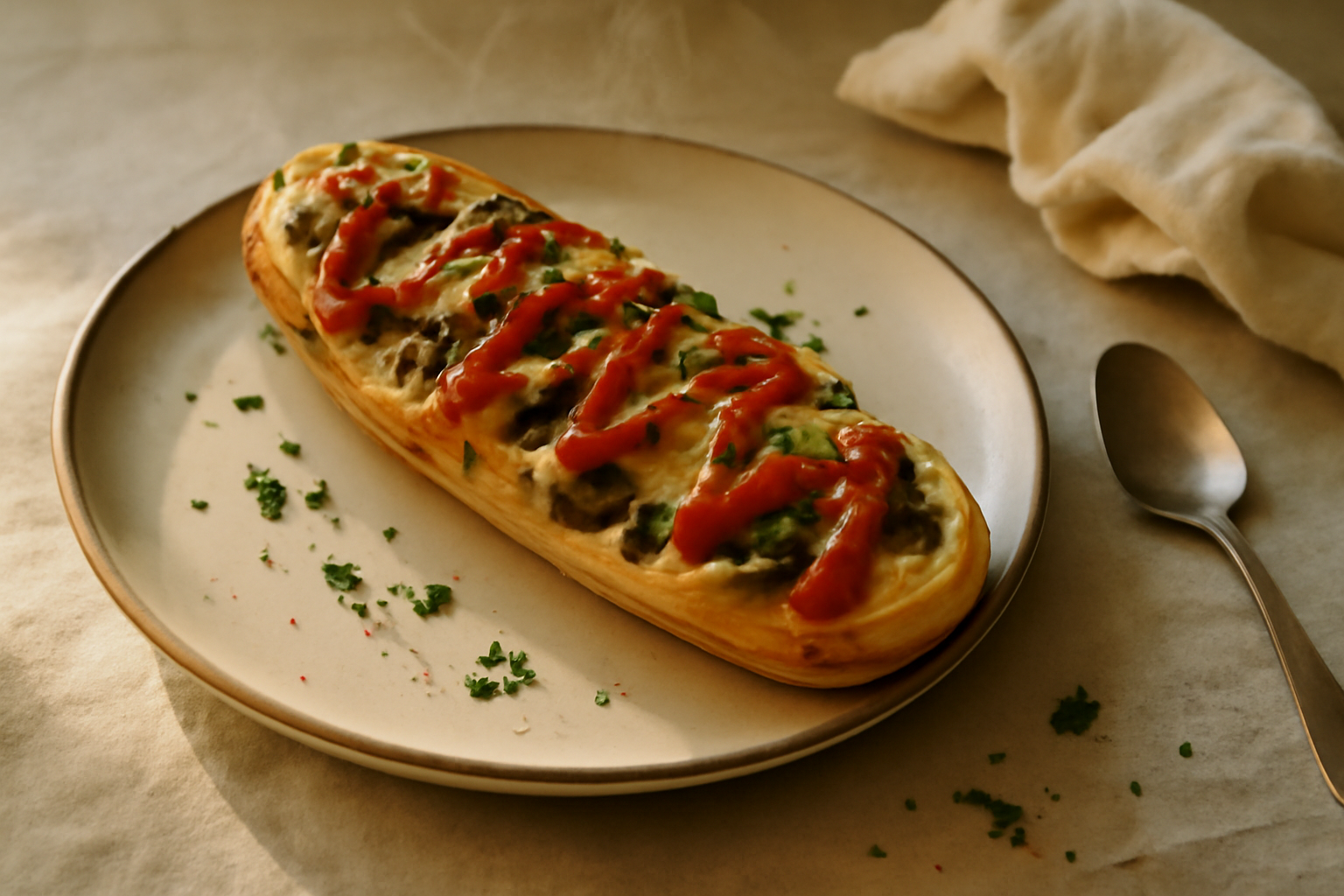 Zapiekanka, served